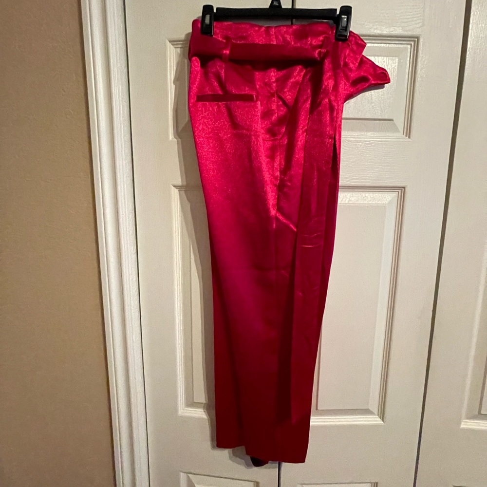 Hot Pink Texture paper bag Pants